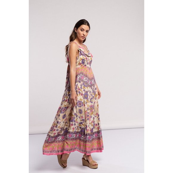 Bella Boho Dresses & Skirts - Boho Floral Print Lilac Maxi Dress